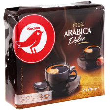 Кава Ашан Arabica Dolce мелена 2шт*250г mini slide 1