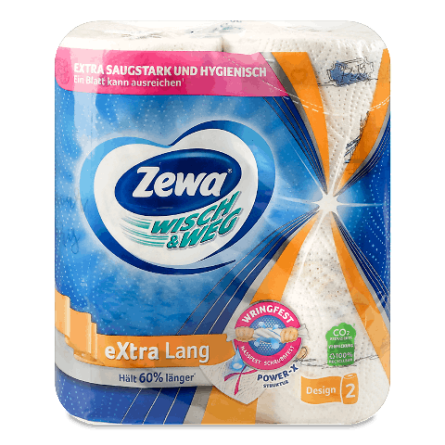 Рушники паперові Zewa Wisch&Weg Design Extra Lang 2-шарові