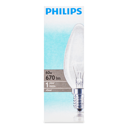 Лампа Philips 60W B-35 свічка E14 slide 1
