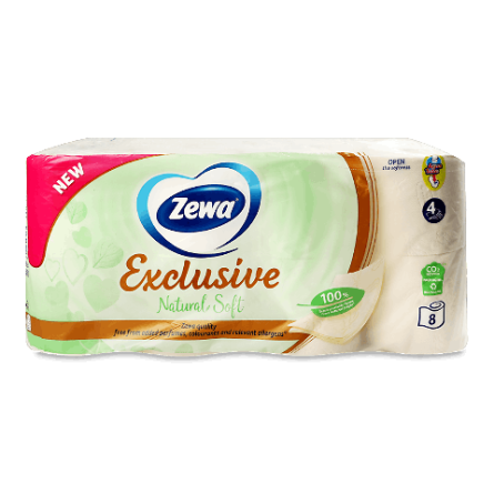 Папір туалетний Zewa Exclusive Natural soft 4-шаровий