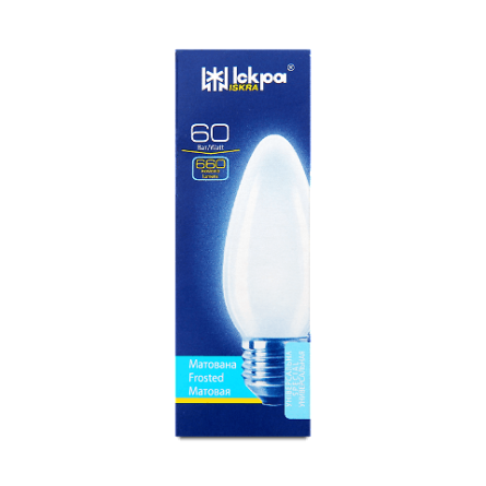 Лампа «Іскра» свічка 230В 60Вт Е27 матова slide 1