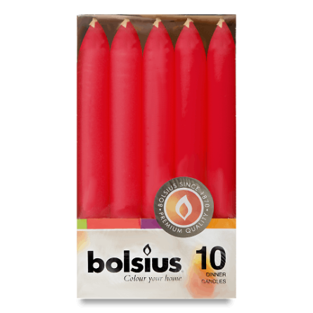 Набір свічок столових Bolsius червоних 10 шт. 170/20 мм