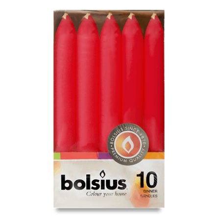 Набір свічок столових Bolsius червоних 10 шт. 170/20 мм slide 1