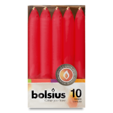Набір свічок столових Bolsius червоних 10 шт. 170/20 мм mini slide 1