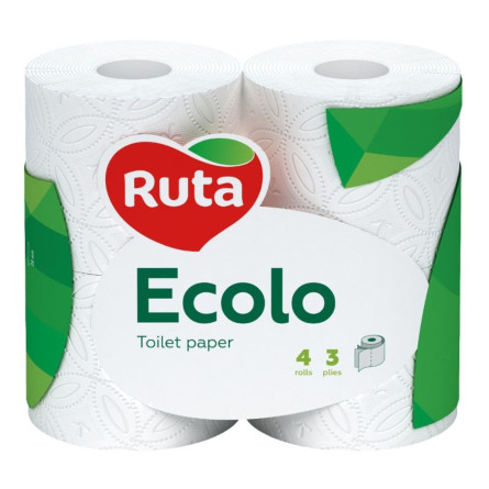 Папір туалетний Ecolo Deluxe білий тришаровий 4шт