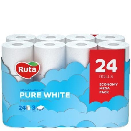 Папір туалетний Ruta Pure White Premium тришаровий 24шт