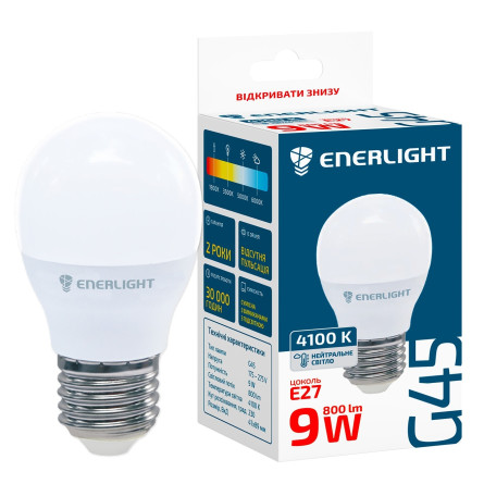 Лампа Enerlight світлодіодна G45 9Вт 4100K E27