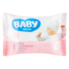 Салфетки влажные Novus Baby детские алоэ и ромашка с витаминами А, С, Е и Д-пантенолом 24шт mini slide 1