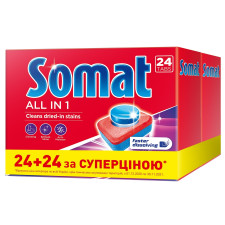 Таблетки для посудомоечных машин Somat All in 1 24шт.+24шт. mini slide 1