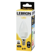 Лампа Lebron светодиодная С37 4W Е14 4100K mini slide 1