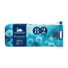 Папір туалетний Harmony Premium Pure White тришаровий 8+2шт mini slide 1