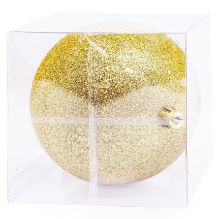 Куля новорічна Novogod'ko, пластик, 10 cм, золото, гліттер slide 1