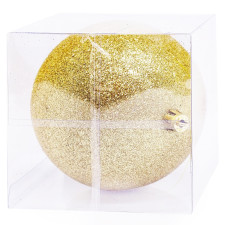 Куля новорічна Novogod'ko, пластик, 10 cм, золото, гліттер mini slide 1