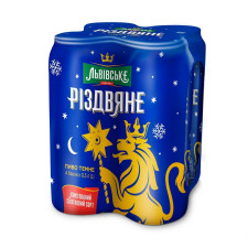 Пиво Львівське Різдвяне темне 4,4% 4x0,5л mini slide 1