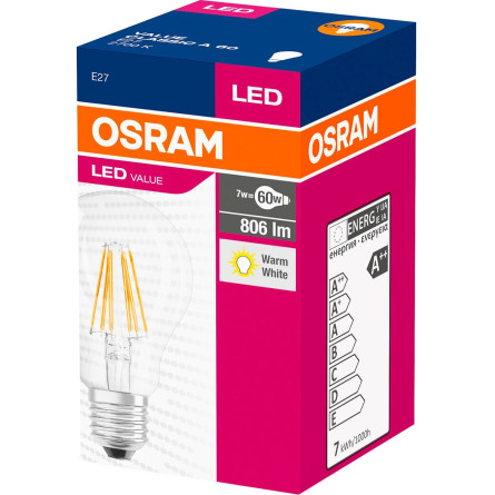 Светодиодная лампа Osram LED Value Filament A60 7W 27K