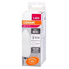 Лампа Osram LED A60 7W E14 4000K свечка матовая mini slide 1