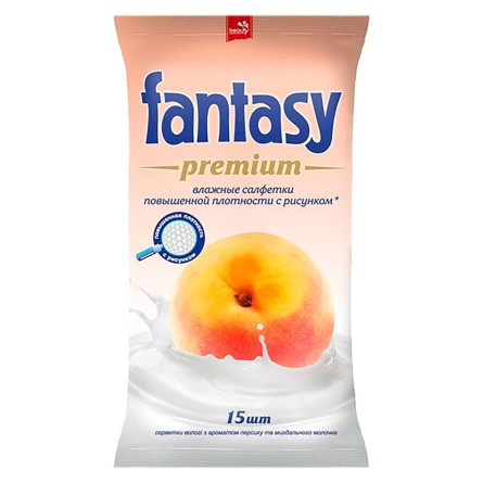 Салфетки влажные Fantasy Premium с ароматом персика и миндального молочка 15шт.