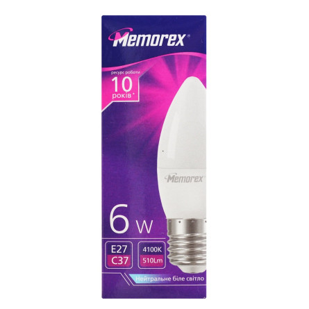 Лампа Memorex світлодіодна C37 6W E27 4100K