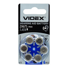 Батарейка Videx для слухового аппарата ZA675 PR44 1.45V mini slide 1