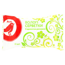 Серветки вологі Ашан з ароматом ромашки 15шт mini slide 1