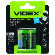 Батарейки Videx LR3/AA 6шт mini slide 1
