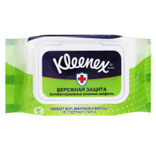 Серветки вологі Kleenex Дбайливий захист антибактеріальні 40шт mini slide 1