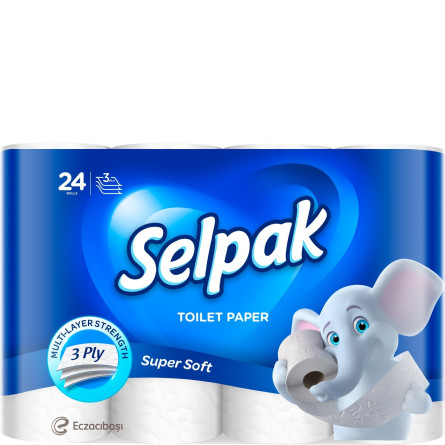 Туалетний папір Selpak Super Soft білий тришаровий 24шт