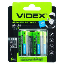 Батарейки Videx LR6/AA 6шт mini slide 1