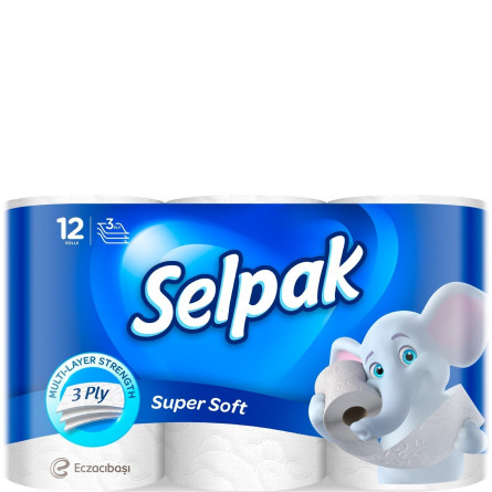 Папір туалетний Selpak Super Soft тришарова біла 12шт