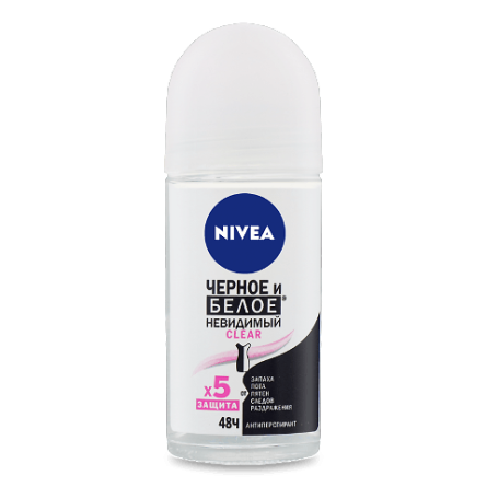 Дезодорант кульковий Nivea Clear «Невидимий захист для чорного і білого»