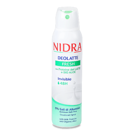 Дезодорант-спрей Nidra з молочними протеїнами та органічним алое освіжаючий