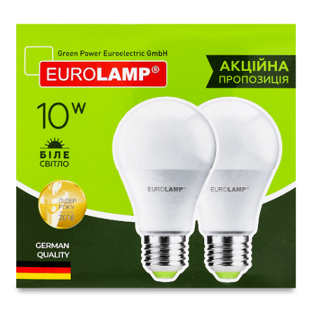 Лампа Eurolamp LED ЕКО А60 10W 4000K E27 1+1 slide 1