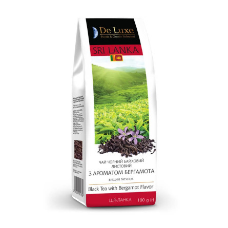 Чай 100г De Luxe Foods & Goods Selected чорний цейлонський середній лист з ароматом бергамоту slide 1