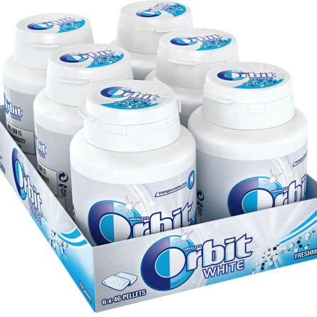 Упаковка жевательной резинки Orbit Bottle Свежая мята 64 г x 6 шт