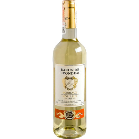 Вино Baron de Lirondeau Bordeaux біле напівсолодке 0.75 л 11%