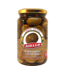 Оливки зелені з кісточкою, Aiello, 350г mini slide 1