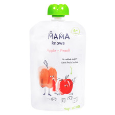 Пюре Mama knows яблоко-персик без сахара 90г mini slide 1