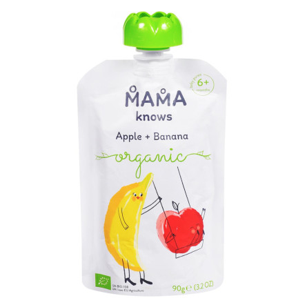 Пюре Mama knows органічне яблуко-банан 90г