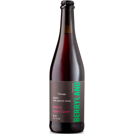 Сидр ігристий Яблучний з Вишнею / Cherry Apple, Berryland, брют 7-7.5% 0.75л