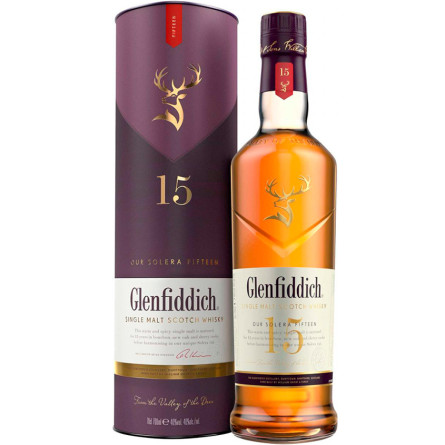 Віскі Гленфіддік / Glenfiddich, 15 років, 40%, 0.7л, в тубусі