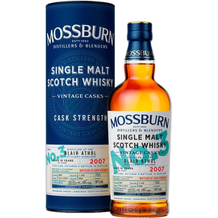 Виски Моссбёрн №3 / Mossburn №3 Vintage Casks, 59.8%, 0.7л, в тубусе