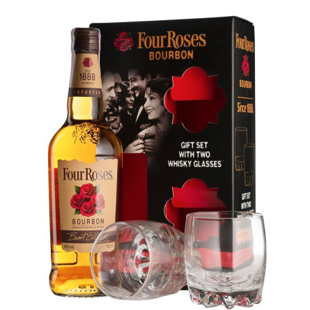 Бурбон Фо Роузес / Four Roses, 40%, 0.7л, в подарунковій коробці + 2 бокали