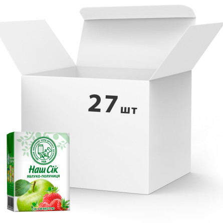 Упаковка соку ОКЗДХ Наш Сік Яблучно-полуничний 0.2 л х 27 шт.