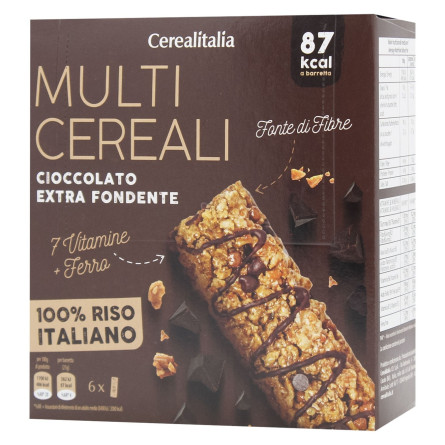 Батончик Cerealitalia Day By Day мультизерновий з чорним шоколадом, вітамінами та мінералами 126г