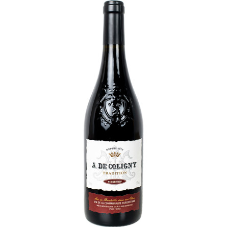 Вино А де Коліньї Ред Медіум Світ / A. De Coligny Red Medium Sweet, червоне напівсолодке 0.75л