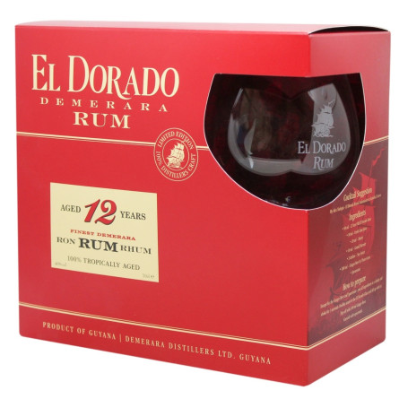 Ром El Dorado 12лет 40% 0,7л + бокал в тубусе
