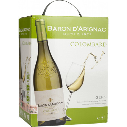 Вино Baron d'Arignac Colombard біле сухе 5 л 11% slide 1