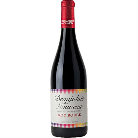 Вино Божоле Нуво, Рок Руж / Beaujolais Nouveau, Roc Rouge, 2022, червоне сухе 0.75л