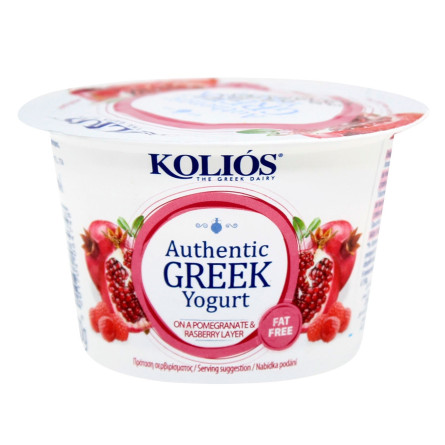 Йогурт Kolios Артизанский греческий с малиной и гранатом 0% 150г