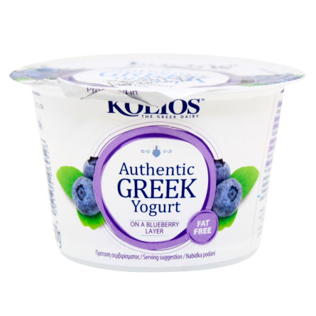 Йогурт Kolios Артизанский греческий с черникой 0% 150г